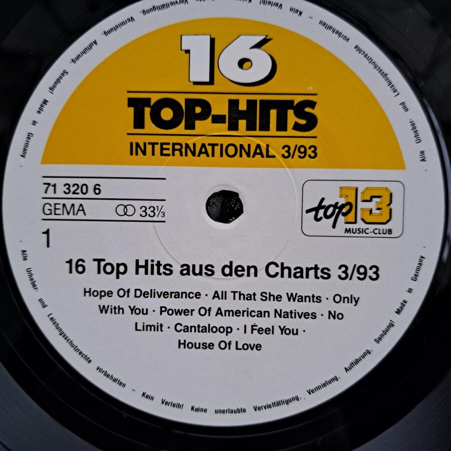 16 Top-Hits International 3/93 Disc VINIL LP VG Ace Of Base - Captain Hollywood Project - 2 Unlimited - Depeche Mode - Dr. Alban - Roxette - Paul McCartney - Boney M. Mega Mix ...
