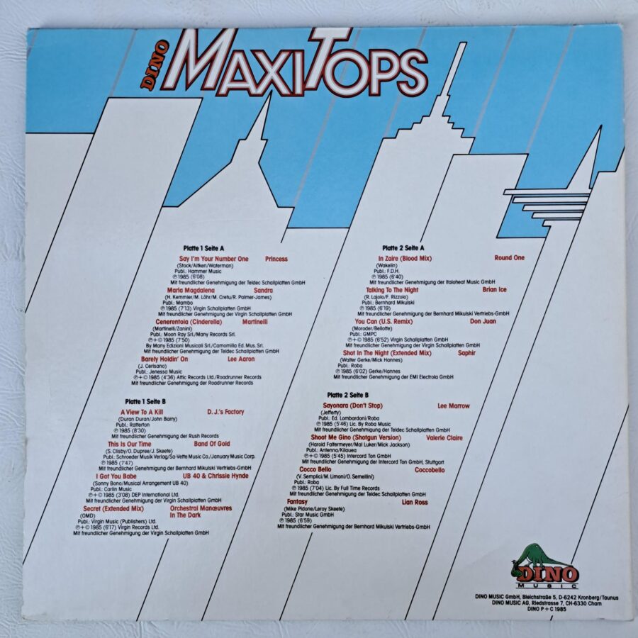 Dino Maxi Tops compilatie Princess Ub40 Sandra Lee Marrow OMD Lian Ross Disc VINIL 2LP VG VG+ (R)