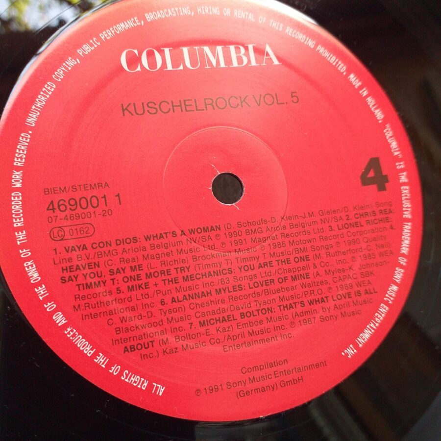 KuschelRock 5, Roxette, Richard Marx, Phil Collins, A-HA, Heart, Vaya Con Dios, Paula Abdul Disc vinil (SNG)