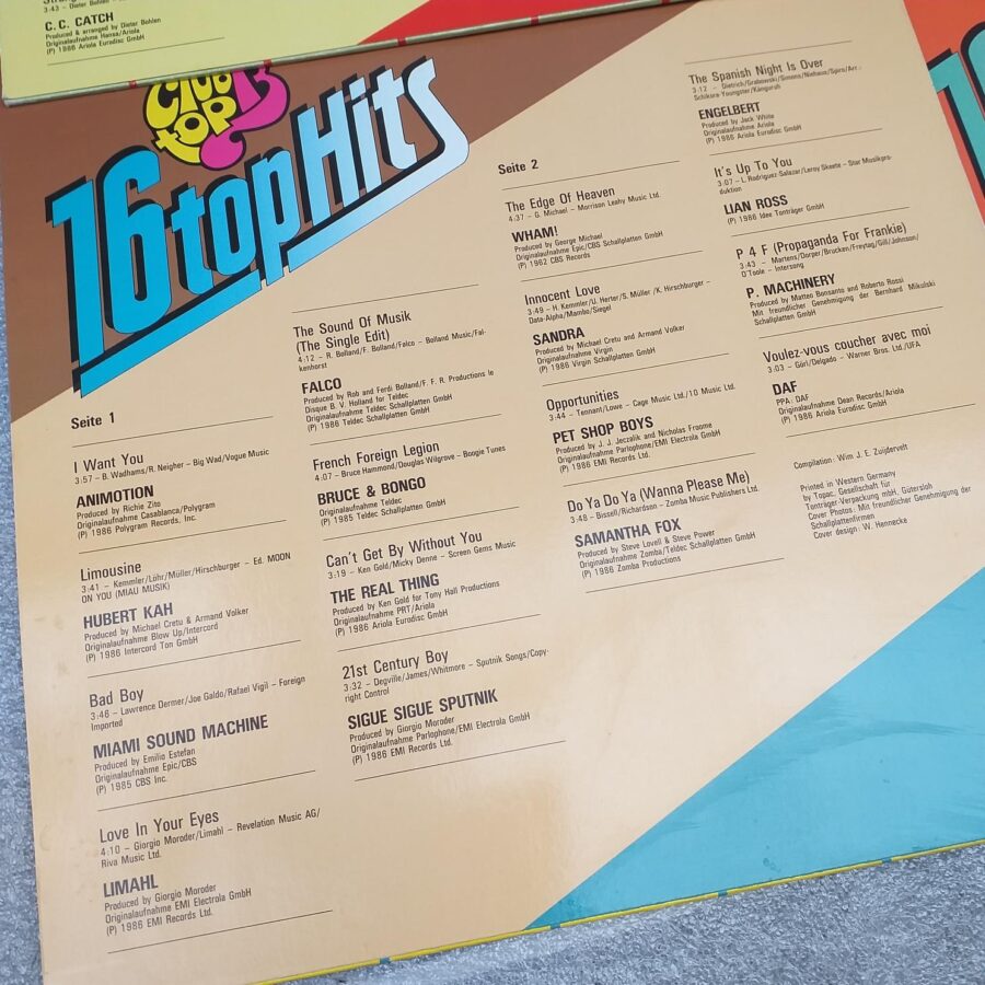 Joy, Silent Circle, Camouflage, Sandra, Depeche Mode, Sandra, Wham, DAF, Limahl, Sigue Sigue Sputic, Pet shop Boys ...Disc VINIL LP (1) VG VG+ Den Harrow, C C Catch, Modern Talking, Samantha Fox,