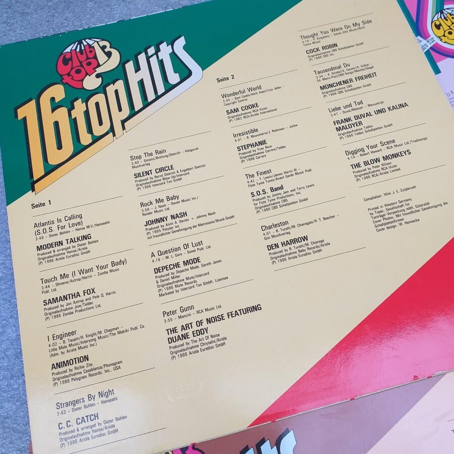 Joy, Silent Circle, Camouflage, Sandra, Depeche Mode, Sandra, Wham, DAF, Limahl, Sigue Sigue Sputic, Pet shop Boys ...Disc VINIL LP (1) VG VG+ Den Harrow, C C Catch, Modern Talking, Samantha Fox,