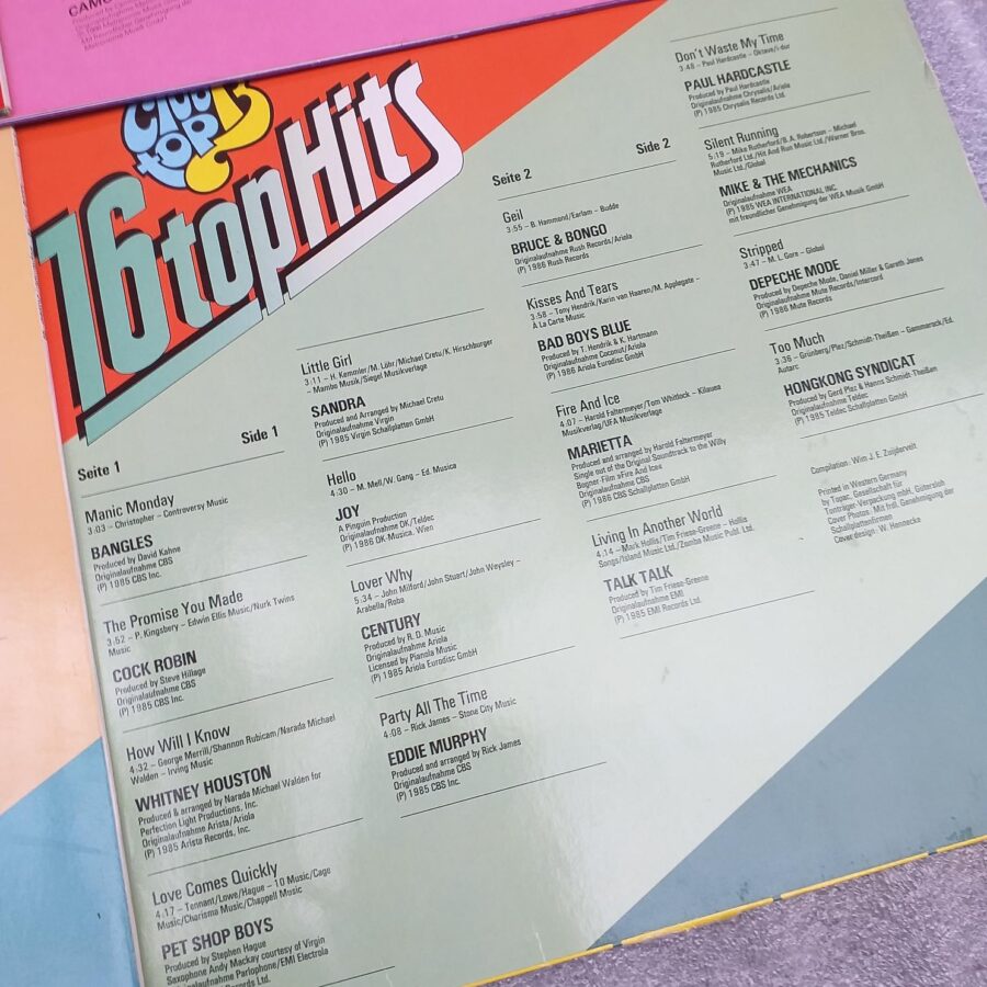 Joy, Silent Circle, Camouflage, Sandra, Depeche Mode, Sandra, Wham, DAF, Limahl, Sigue Sigue Sputic, Pet shop Boys ...Disc VINIL LP (1) VG VG+ Den Harrow, C C Catch, Modern Talking, Samantha Fox,