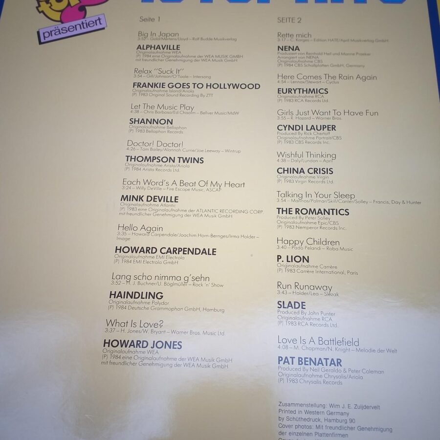 Depeche Mode, Gazebo, Alphaville, Righeira, Trio, Nino DE Angelo, Gazebo, Falco, Baltimora, Sandra, ...Disc VINIL LP (2) VG VG+ Limahl, OMD, Real Life, Fun Fun, Tina Turner, Slade