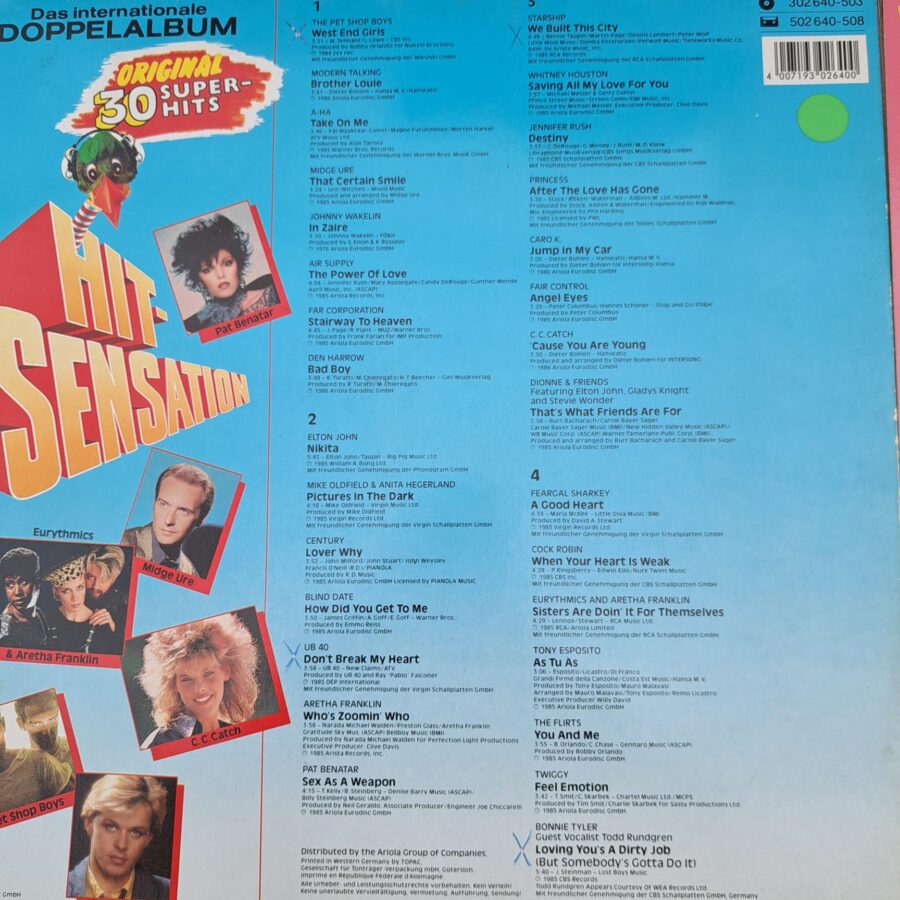 peste 100 melodi 8 discuri Compilatii cu cele mai bune melodi ale anilor 80 Disc VINIL LP VG VG+ (box2:2)
