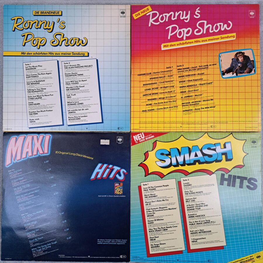 Ronny’s Pop Show - SMASH Hits Hituri compilatii cele mai bune melodii pe selecti lot 4 buacati Disc VINIL maxi VG+ (box8:8) Joy - Depeche Mode - Falco - Gazebo - UB40 - Wham - Ultra Vox - Van Hallen - Pet Shop Boys ...