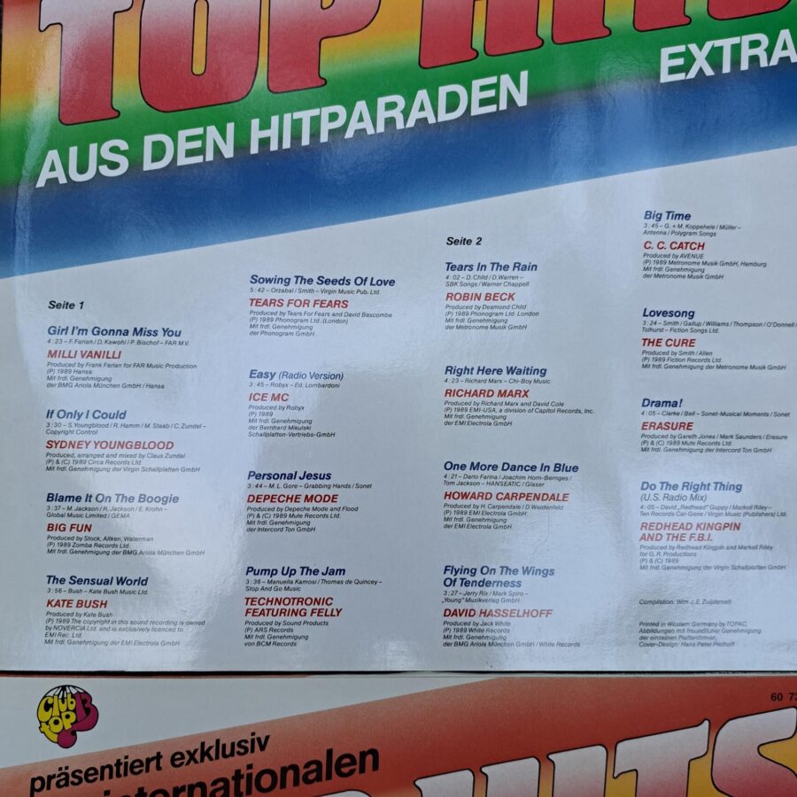 4 compilatii top16 Disc Vinil LP VG+ (lotB1) Sandra - David Hasselhoff - Roxette - Texas - Smokie - Duran Duran - C C Catch - Bad Boys Blue - Alphaville - Enya - Edelweiss - Milli Vanilli - Ice MC - Depache Mode -Tony Carey - Erasure -