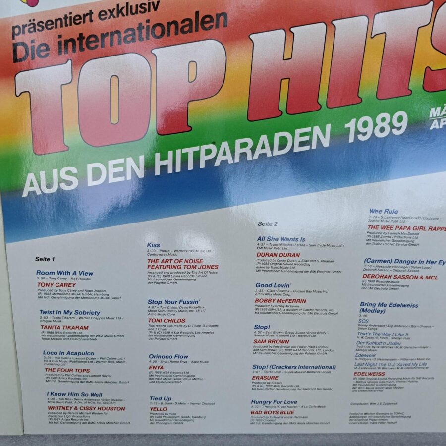 4 compilatii top16 Disc Vinil LP VG+ (lotB1) Sandra - David Hasselhoff - Roxette - Texas - Smokie - Duran Duran - C C Catch - Bad Boys Blue - Alphaville - Enya - Edelweiss - Milli Vanilli - Ice MC - Depache Mode -Tony Carey - Erasure -