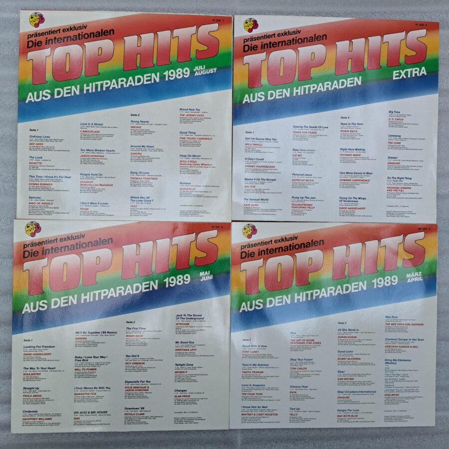 4 compilatii top16 Disc Vinil LP VG+ (lotB1) Sandra - David Hasselhoff - Roxette - Texas - Smokie - Duran Duran - C C Catch - Bad Boys Blue - Alphaville - Enya - Edelweiss - Milli Vanilli - Ice MC - Depache Mode -Tony Carey - Erasure -