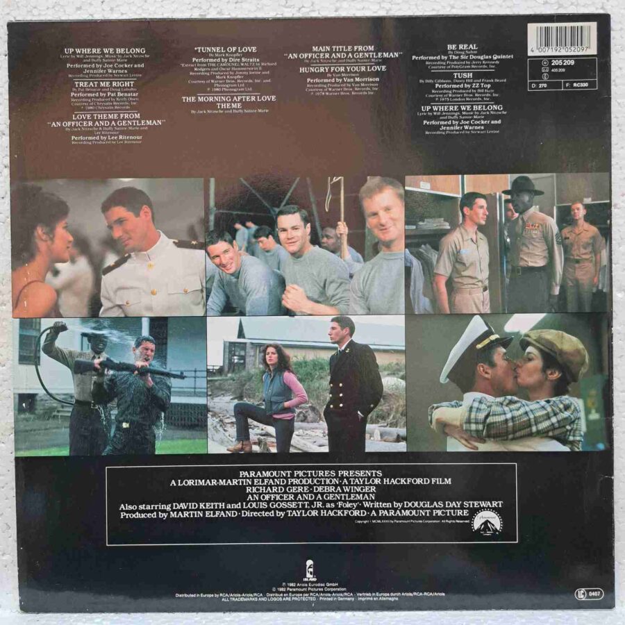 An Officer And A Gentleman – Dire Straits, Van Morrison, Joe Cocker, ZZ Top, Pat Benatar – Disc Vinil LP VG (lotK) - 205 209