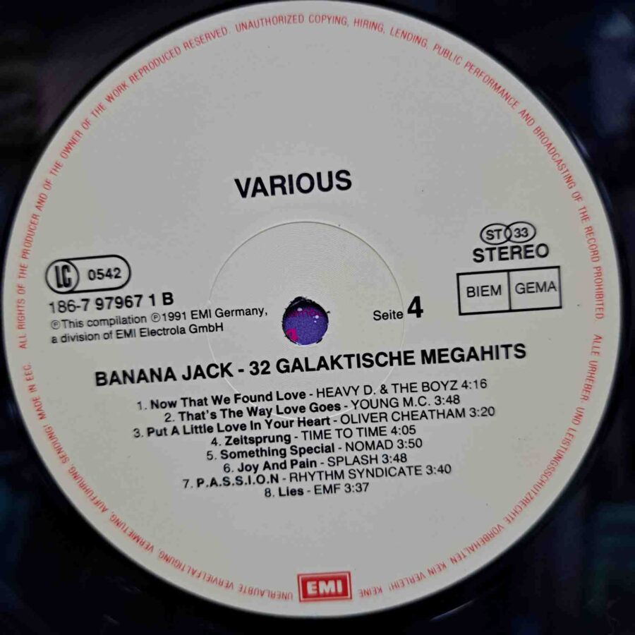 Banana Jack - 32 Galaktische Mega Hits – Disc Vinil 2LP VG+ (lotG) Roxette, Lenny Kravitz, T'Pau, Gipsy Kings, Splash