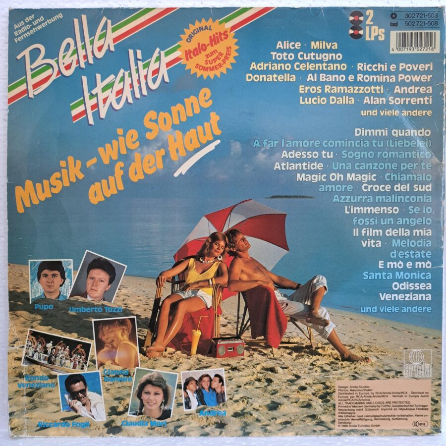 Bella Italia Disc VINIL 2LP VG VG- Andrea - Alice - Toto Cutugno - Adriano Celentano - Raffaella Carrà -Eros Ramazzotti - Pupo - Drupi - Ricchi E Poveri -