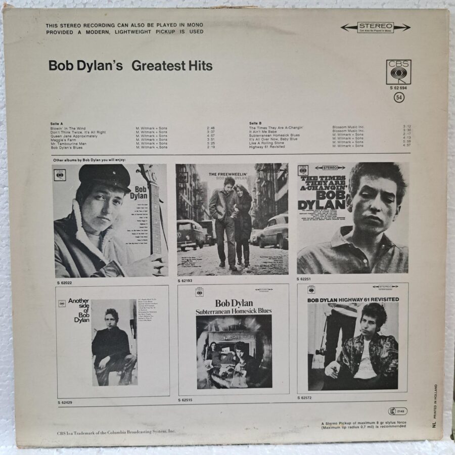 Bob Dylan – Bob Dylan's Greatest Hits – Disc Vinil LP VG+ (lotC)