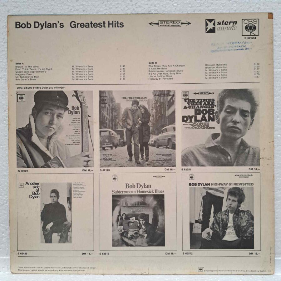 Bob Dylan – Bob Dylan's Greatest Hits – Disc Vinil LP VG VG+ (lotF)