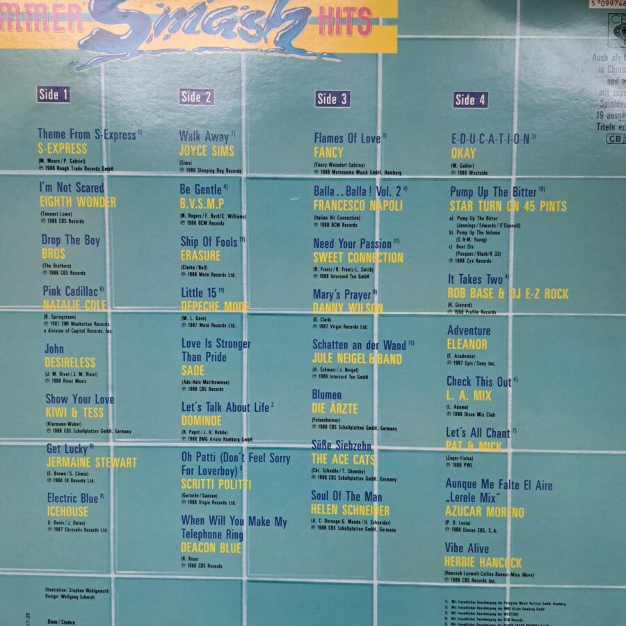 Camouflage - Blue System - Technotronic - The Cure - Fancy - Sade - Bross - Depeche Mode : Disc VINIL LP VG+ (box8:6) 4 compilatii muzica anilor 80 cele mai bune hituri toate duble 8 discuri hits on the air - ALF"s - Smash Hits