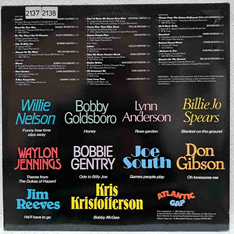 Country's Greatest Hits - Kenny Rogers, Bobbie Gentry, Glen Campbell, John Denver, Linda Ronstadt - Disc Vinil 2LP VG+ (lotM) - CGH1