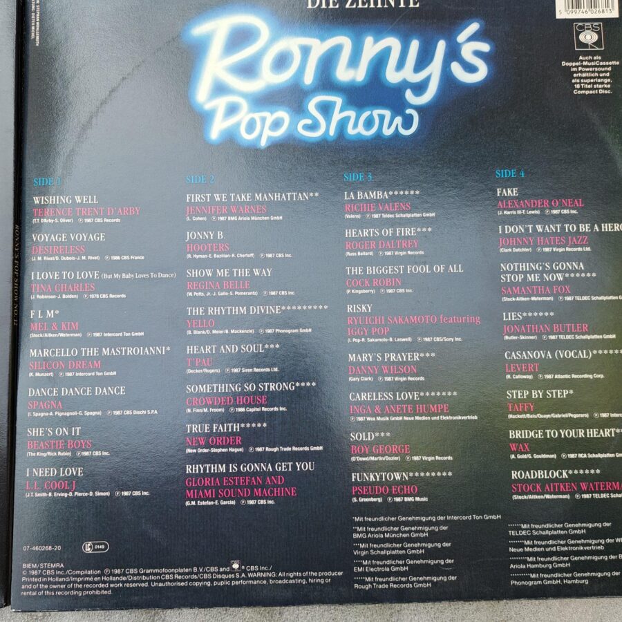Desireless - New Order - Sade - Europe - Van Hallen - Blue System - Ofra Haza - Sandra - Fancy ... Disc VINIL LP VG+ 2x high life - 2x Ronny’s Pop Show (box8:5) 4 compilatii muzica anilor 80 cele mai bune hituri toate duble 8 discuri