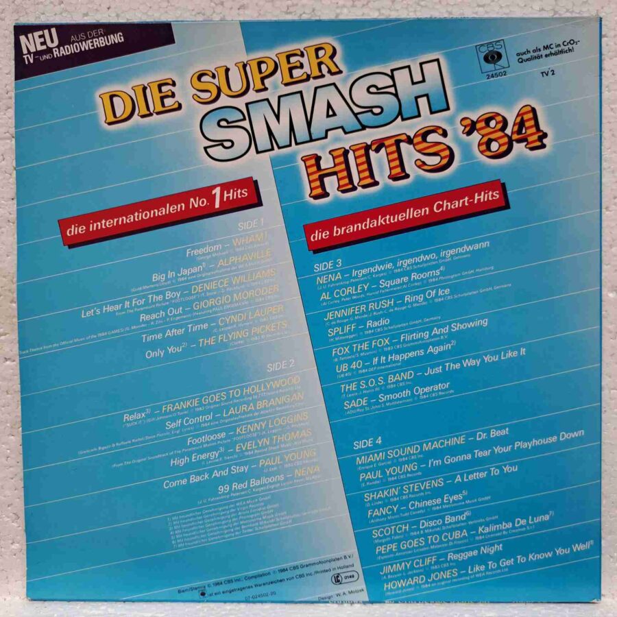 Die Super Smash Hits '84 – Wham!, Paul Young, Spliff, UB 40, Scotch, Fancy – Disc Vinil 2LP VG+ (lotI) - CBS 24502