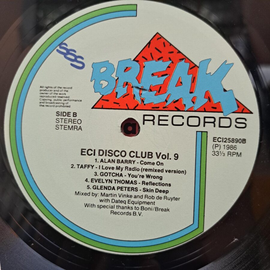 Disco Club Volume 9 – Disc Vinil LP VG+ (lotB) - Den Harrow, VideoKids, Patrick Colby, Alan Barry, Gotcha, Glenda Peters, Taffy