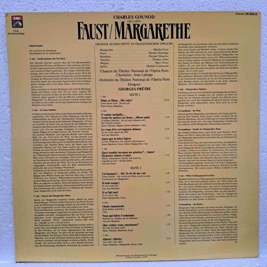 Charles Gounod, Placido Domingo, Mirella Freni, Nicolai Ghiaurov, Thomas Allen, Michèle Command, Marc Vento, Chœur, Et Théâtre National De L'Opéra Paris, Georges Prêtre - Faust – Disc Vinil LP VG+ (lotG)