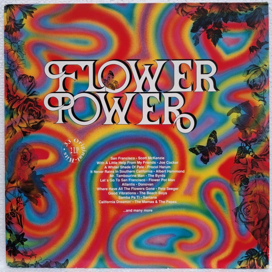 Flower Power compilatie 2LP Jefferson Airplane, Procol Harum , Cream, Scott McKenzie, The Family Stone, The Byrds, Joan Baez ... Disc VINIL LP VG
