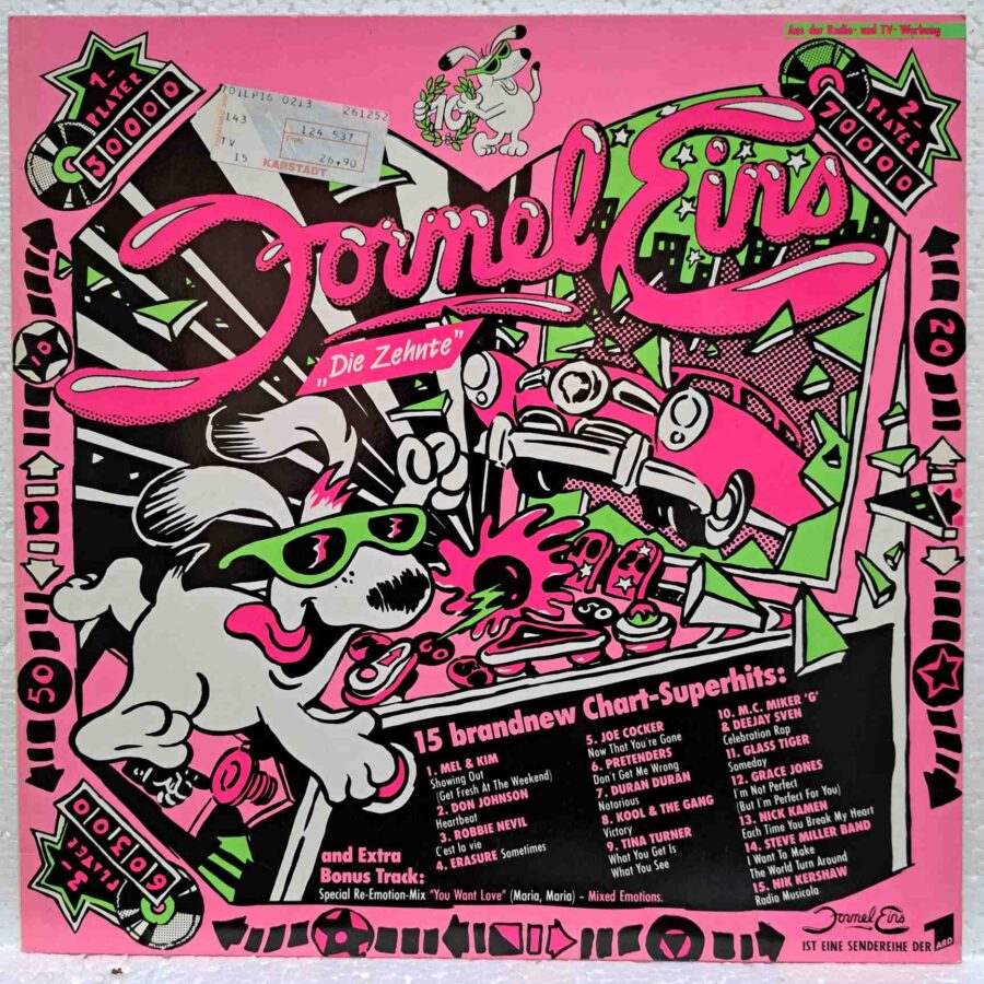 Formel Eins - Die Zehnte – Tina Turner, Joe Cocker, Duran Duran, Mel & Kim, Grace Jones – Disc Vinil LP VG+ (lotR) - 1C 088 26 1252 1