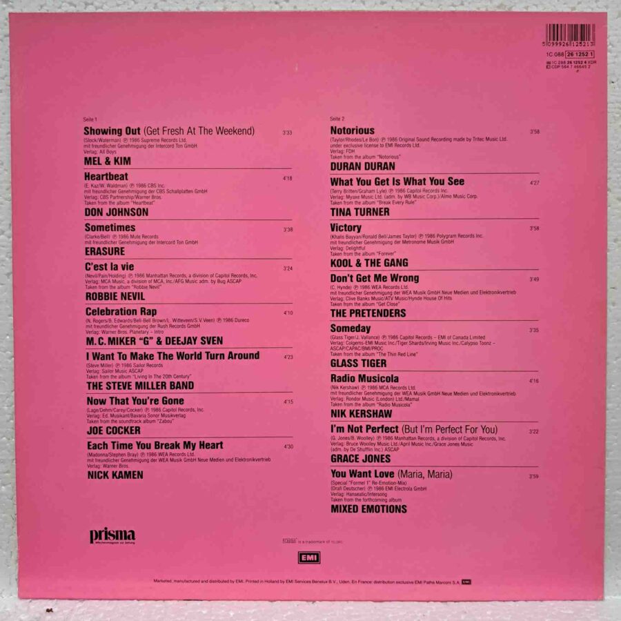 Formel Eins - Die Zehnte – Tina Turner, Joe Cocker, Duran Duran, Mel & Kim, Grace Jones – Disc Vinil LP VG+ (lotR) - 1C 088 26 1252 1