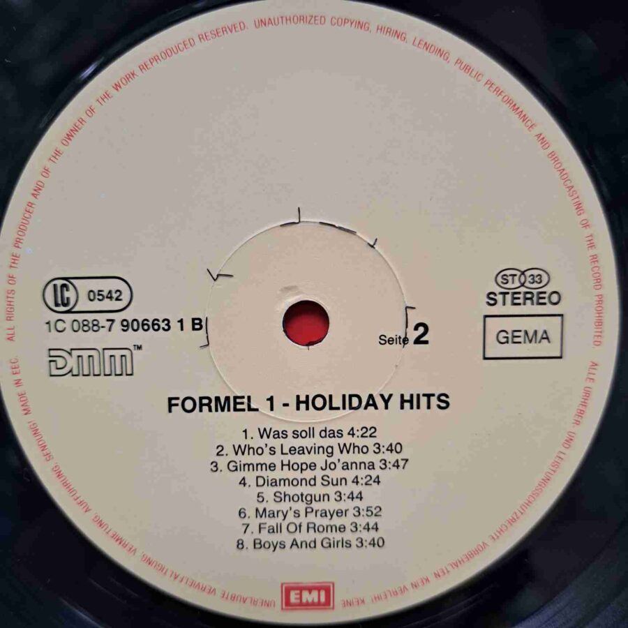 Formel Eins - Holiday Hits – Yello, Eddy Grant, Climie Fisher, Eighth Wonder, Mandy - Disc Vinil LP VG+ (lotM) -