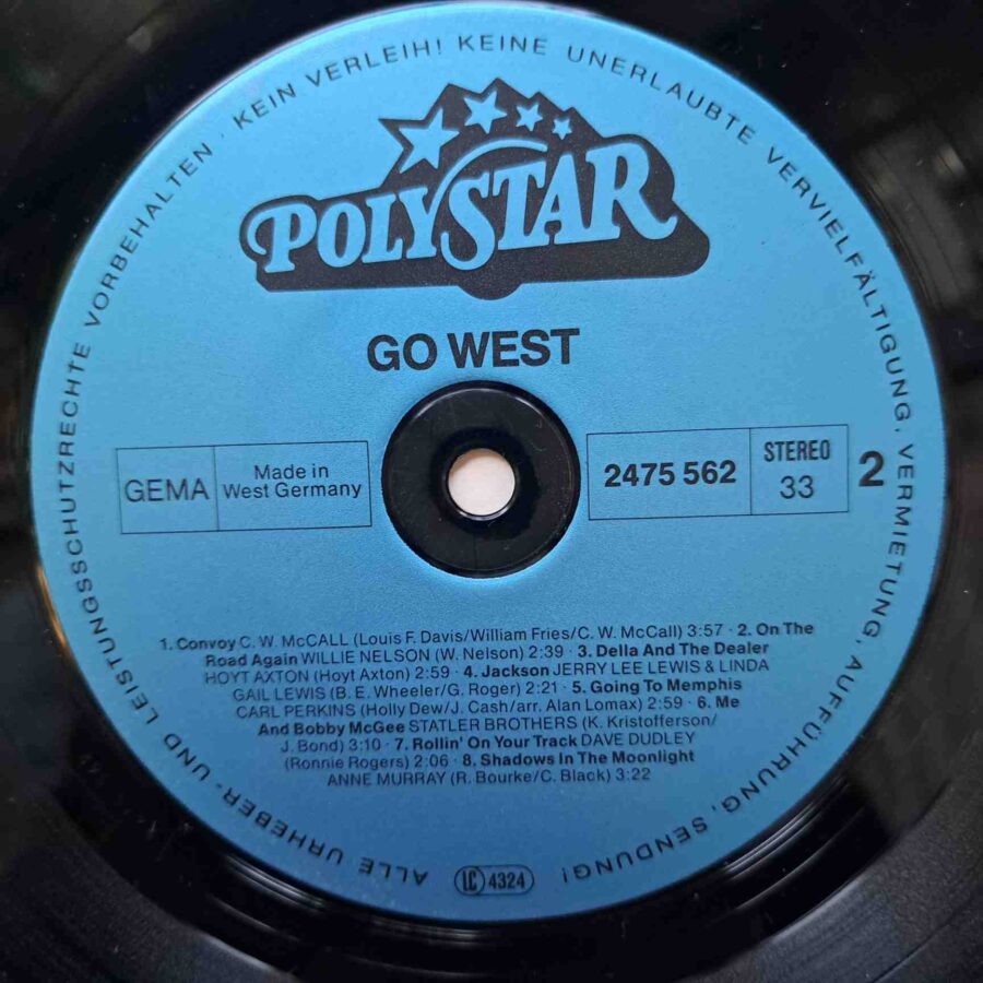 Go West - Great Truckin' Country Hits – Disc Vinil LP VG+ (lotG) - Johnny Cash, Crystal Gayle, Willie Nelson, Statler Brothers