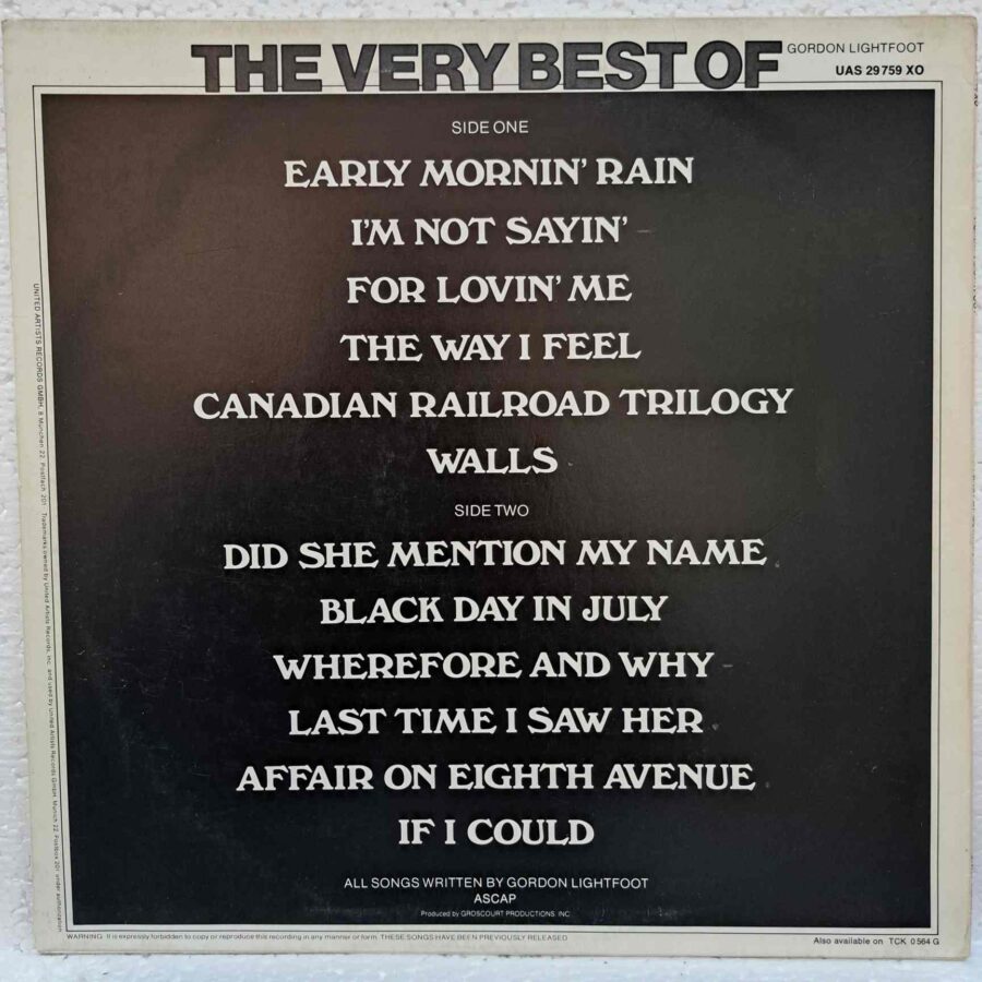 Gordon Lightfoot – The Very Best Of Gordon Lightfoot – Disc Vinil LP VG+ (lotI)