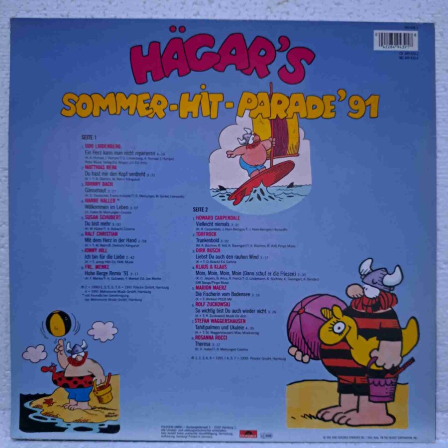 Hägar's Sommer-Hit-Parade '91 – Johnny Bach, Frl. Menke, Torfrock, Dirk Busch, Rosanna Rocci – Disc Vinil LP VG VG+ (lotH) - 849 439-1