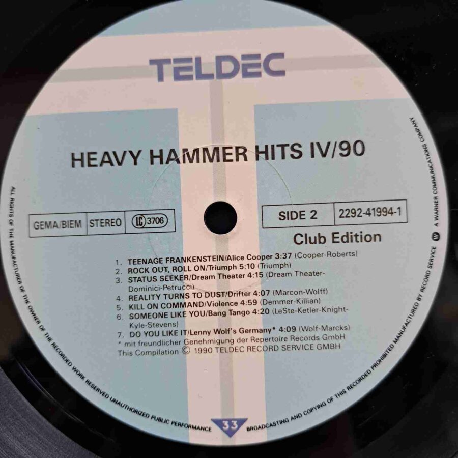 Heavy Hammer Hits IV/90 – Foreigner, Twisted Sister, Alice Cooper, Drifter, Dokken – Disc Vinil LP VG+ (lotI) - 2292-41994-1