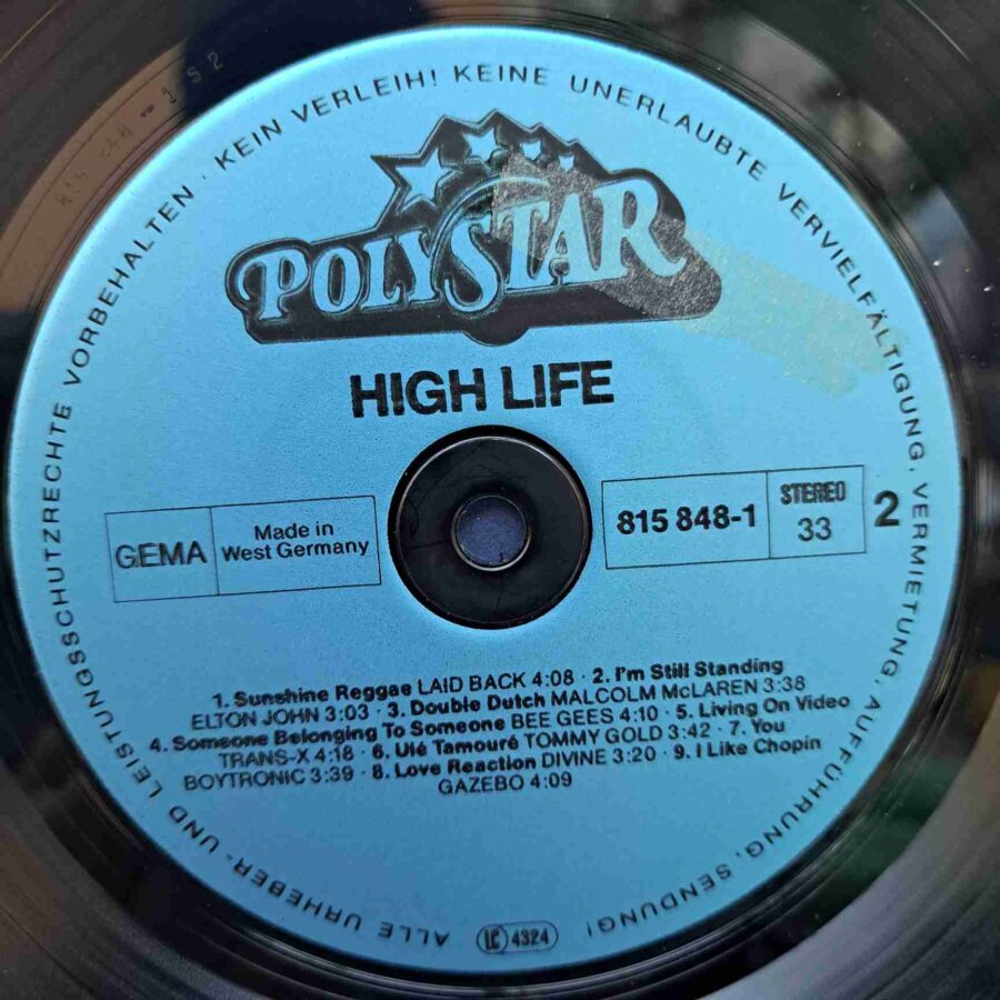 High Life - Elton John, Donna Summer, Bananarama, Gazebo, Disc Vinil LP VG+ (lotM) - 815 848