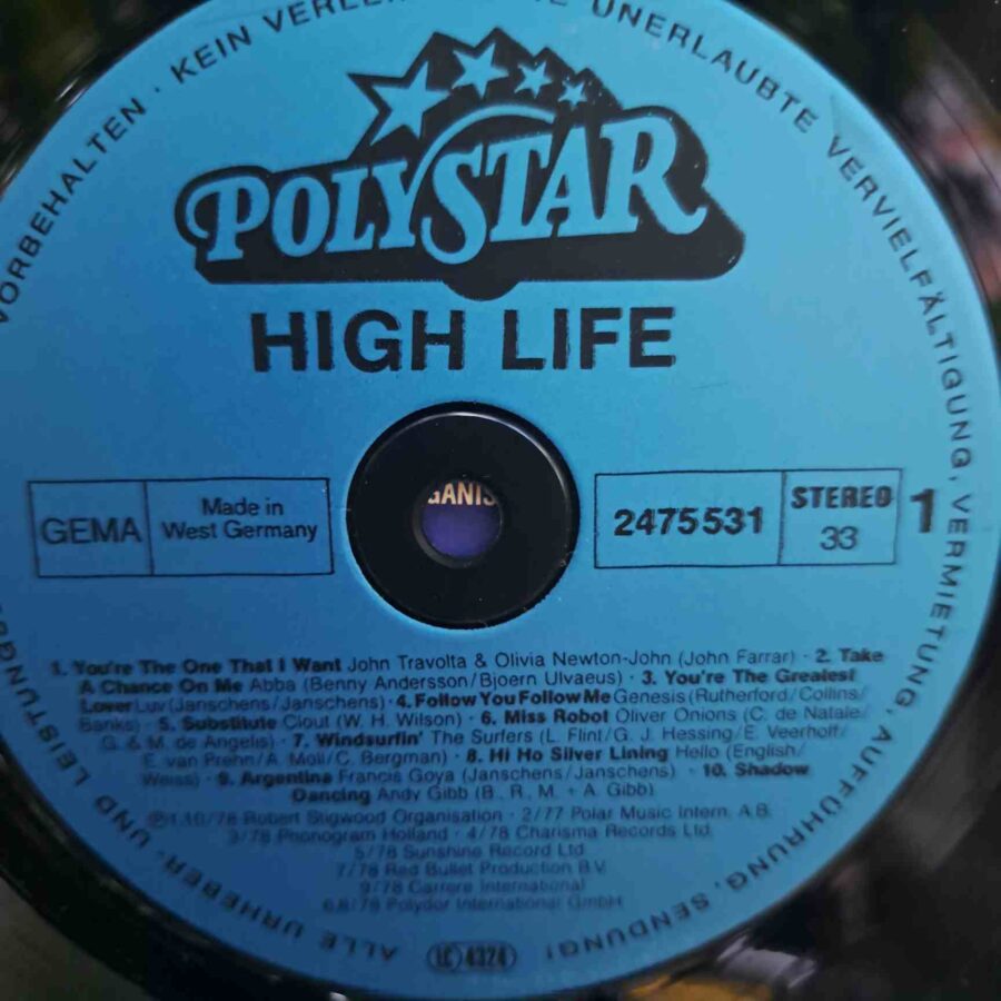 High Life - 20 Original Top Hits – Disc Vinil LP VG+ (lotG) - ABBA, Bee Gees, Status Quo, Sweet, Francis Goya