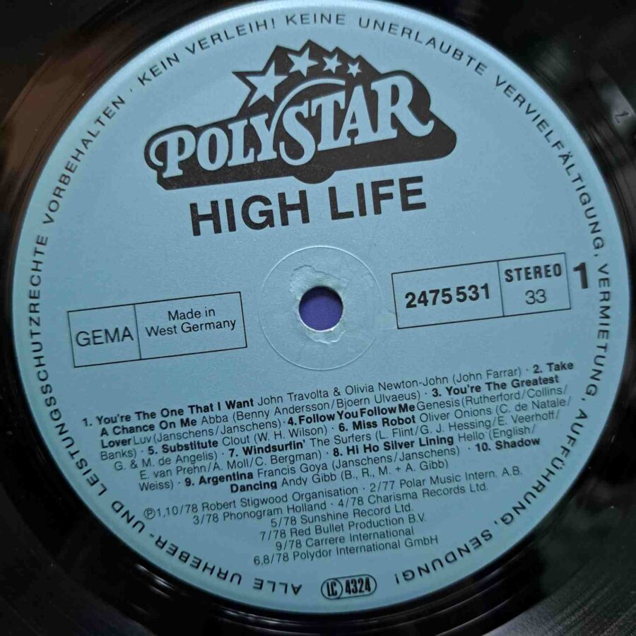 High Life – ABBA, Bee Gees, Status Quo, Clout, Genesis – Disc Vinil LP VG VG+ (lotH) - 2475 531
