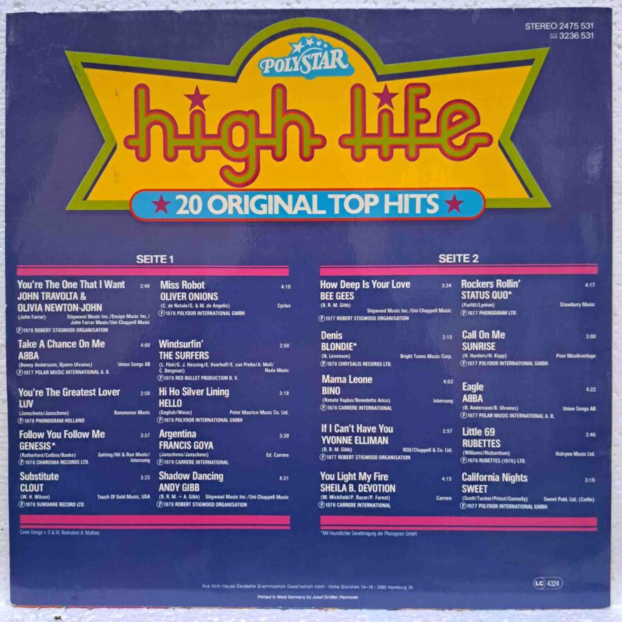 High Life – ABBA, Bee Gees, Status Quo, Clout, Genesis – Disc Vinil LP VG VG+ (lotH) - 2475 531
