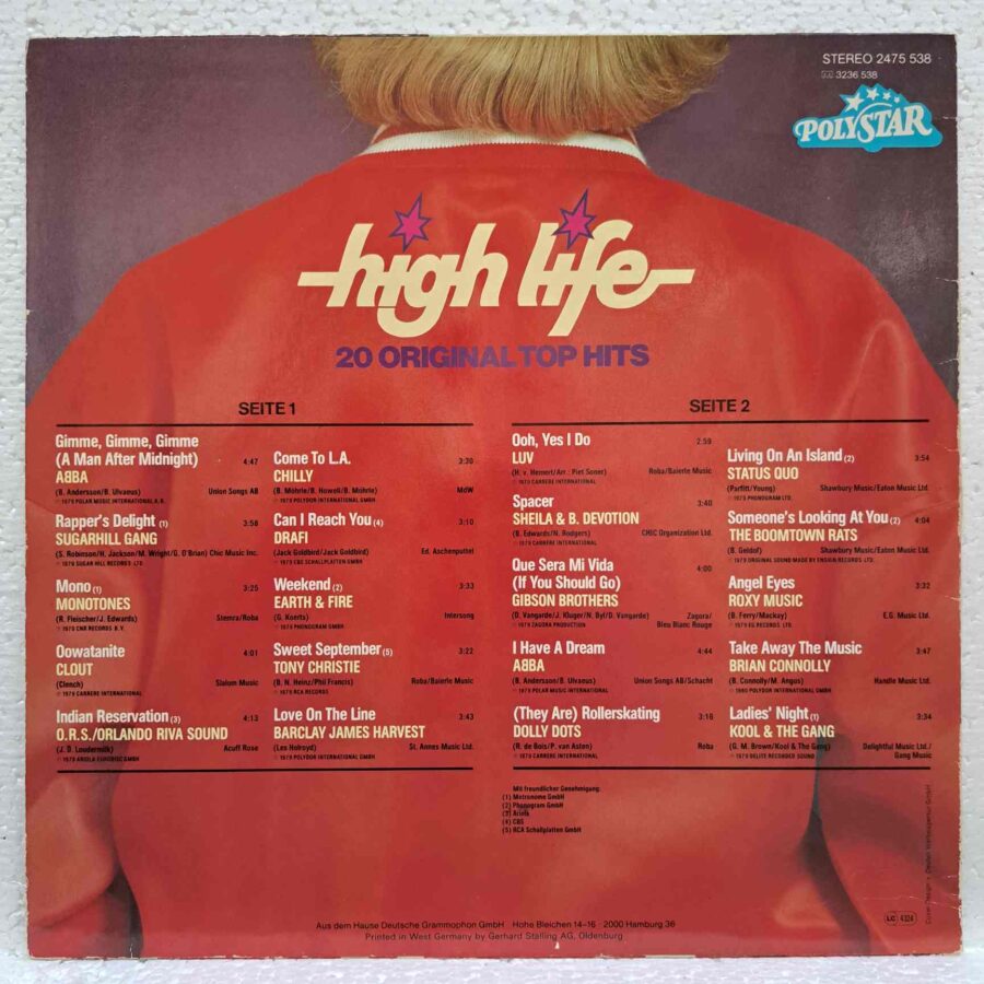 High Life – ABBA, Status Quo, Earth & Fire, Roxy Music, Tony Christie– – Disc Vinil LP VG+ (lotR) - 2475 538