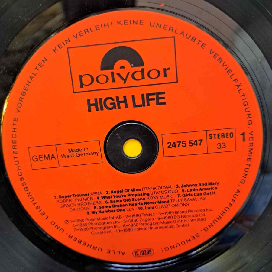 High Life – ABBA, Status Quo, Goombay Dance Band, Roxy Music, Dire Straits – Disc Vinil LP VG VG+ (lotH) - 2475 547