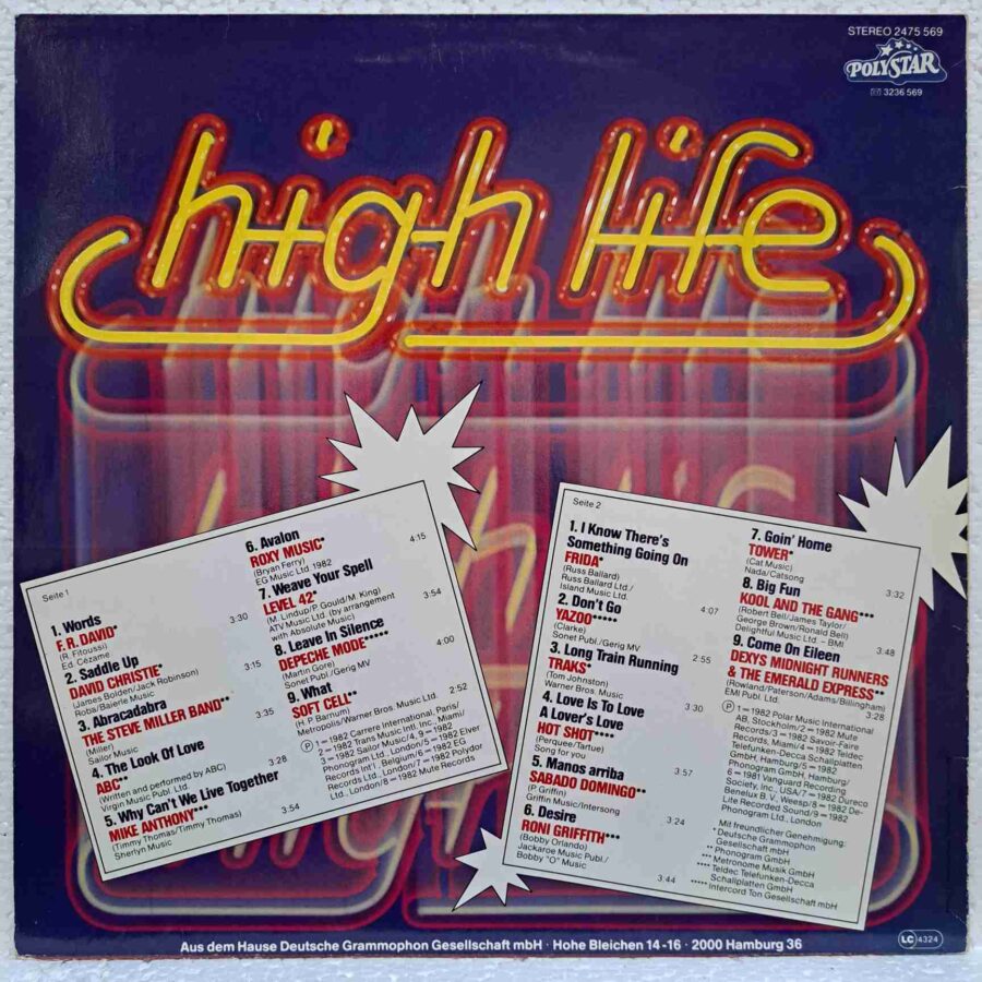 High Life – Depeche Mode, Roxy Music, Yazoo, Level 42, Roni Griffith – Disc Vinil LP VG VG+ (lotH) - 2475 569