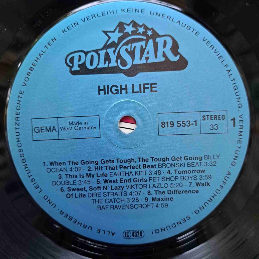 High Life – Pet Shop Boys, Billy Ocean, C.C. Catch, Falco, Dire Straits – Disc Vinil LP VG VG+ (lotH) - 819553