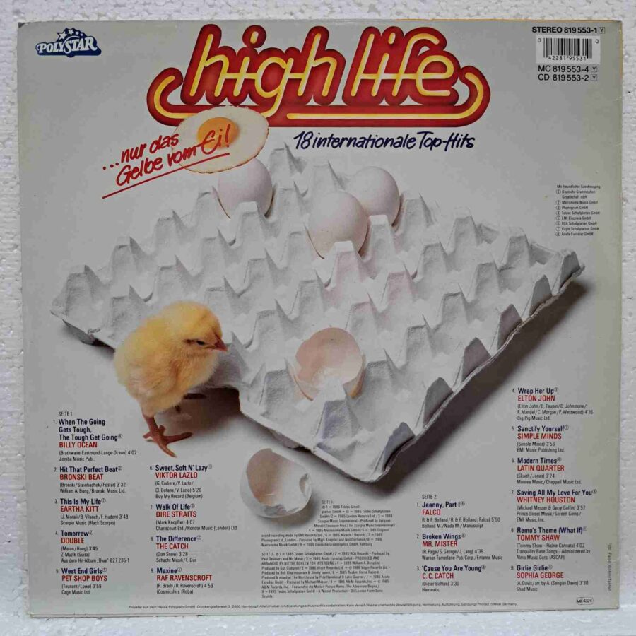 High Life – Pet Shop Boys, Billy Ocean, C.C. Catch, Falco, Dire Straits – Disc Vinil LP VG VG+ (lotH) - 819553
