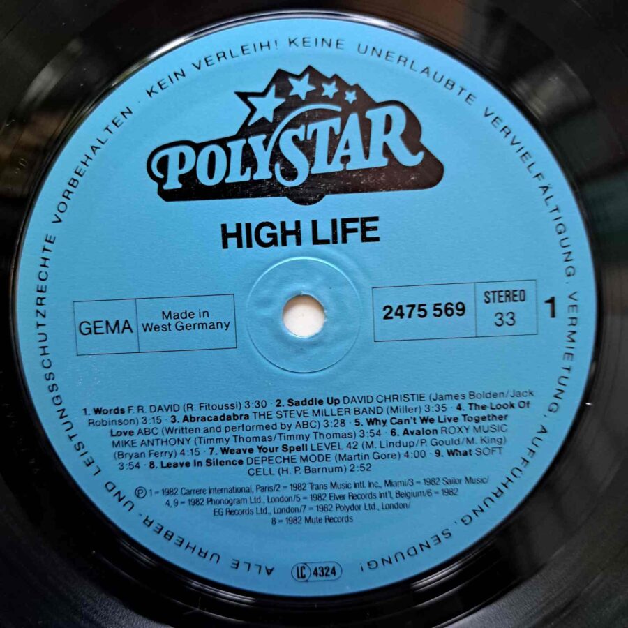 High Life - Disc Vinil LP VG+ (lotI) - Roxy Music, ABC, Depeche Mode, Hot Shot, Frida- 2475 569