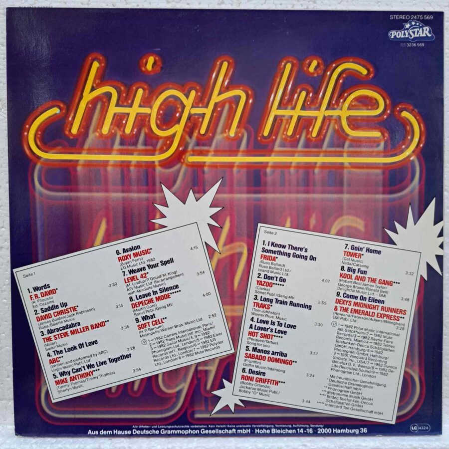 High Life - Disc Vinil LP VG+ (lotI) - Roxy Music, ABC, Depeche Mode, Hot Shot, Frida- 2475 569