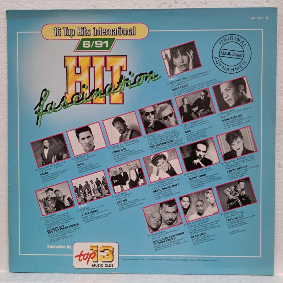 Hit Fascination 691 (2) Hit Fascination 6/91 OMD - Chris Rea - ABC - Vanilla Ice - Gipsy Kings - David Hasselhoff - DJ Jazzy Jeff & The Fresh Prince ... Disc VINIL LP EX