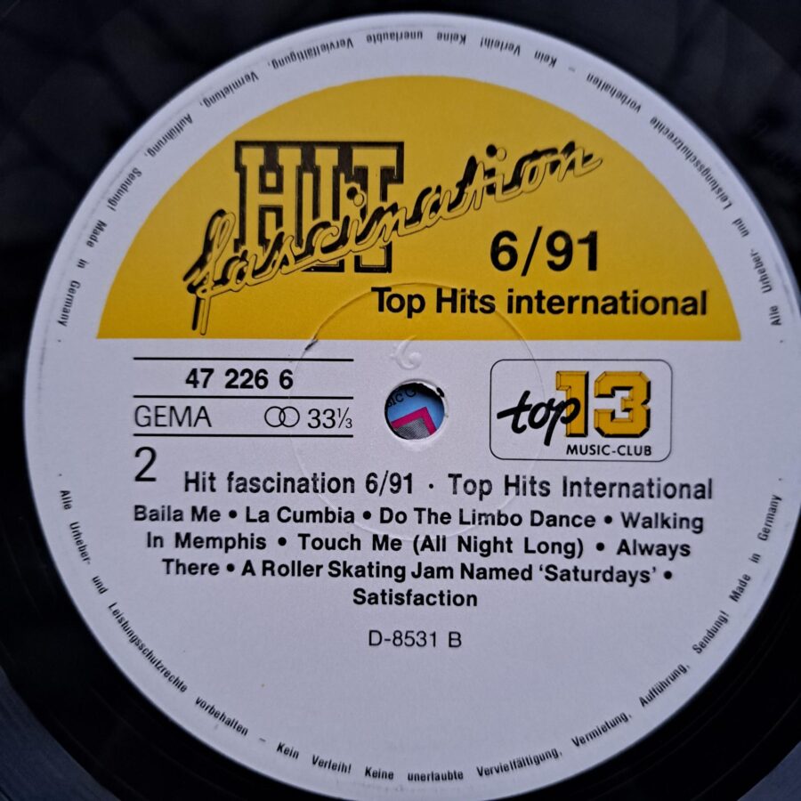 Hit Fascination 691 Hit Fascination 6/91 OMD - Chris Rea - ABC - Vanilla Ice - Gipsy Kings - David Hasselhoff - DJ Jazzy Jeff & The Fresh Prince ... Disc VINIL LP EX