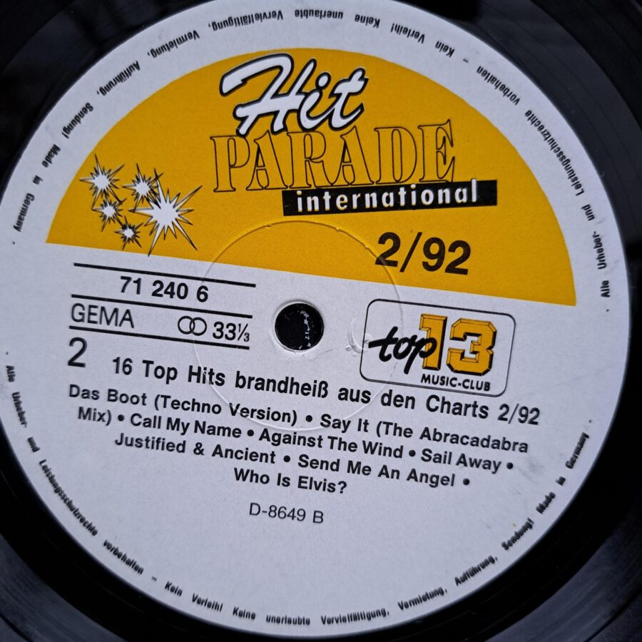 Hit International 2/92 Disc VINIL LP VG Army Of Lovers - U96 - OMD - U96 - The KLF - Snap! ....