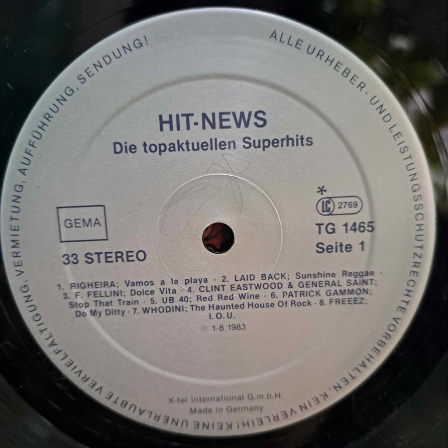 Hit-News – Disc Vinil LP VG+ (lotG) - UB 40, Laid Back, Righeira, Whodini, Endgames, Gazebo
