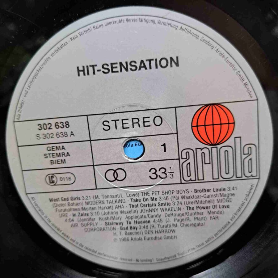 Hit-Sensation (Neue Hits '86) – Modern Talking, Elton John, C.C. Catch, Princess, Pet Shop Boys – Disc Vinil 2LP VG+ (lotR) - 302 640-503