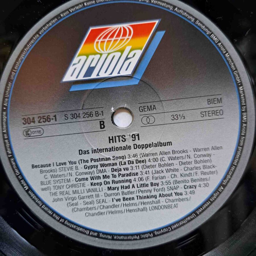 Hits 91 – Disc Vinil 2LP VG+ (lotG) - Bee Gees, Blue System, Snap, Sailor, Vaya Con Dios, Dr. Alban