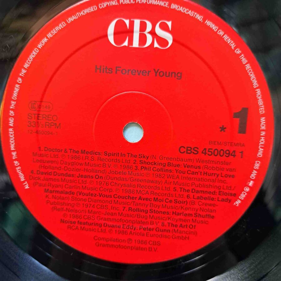 Hits Forever Young - Cream, UB40, Phil Collins, The Damned, Belcanto – Disc Vinil LP VG (lotK) - CBS 450094