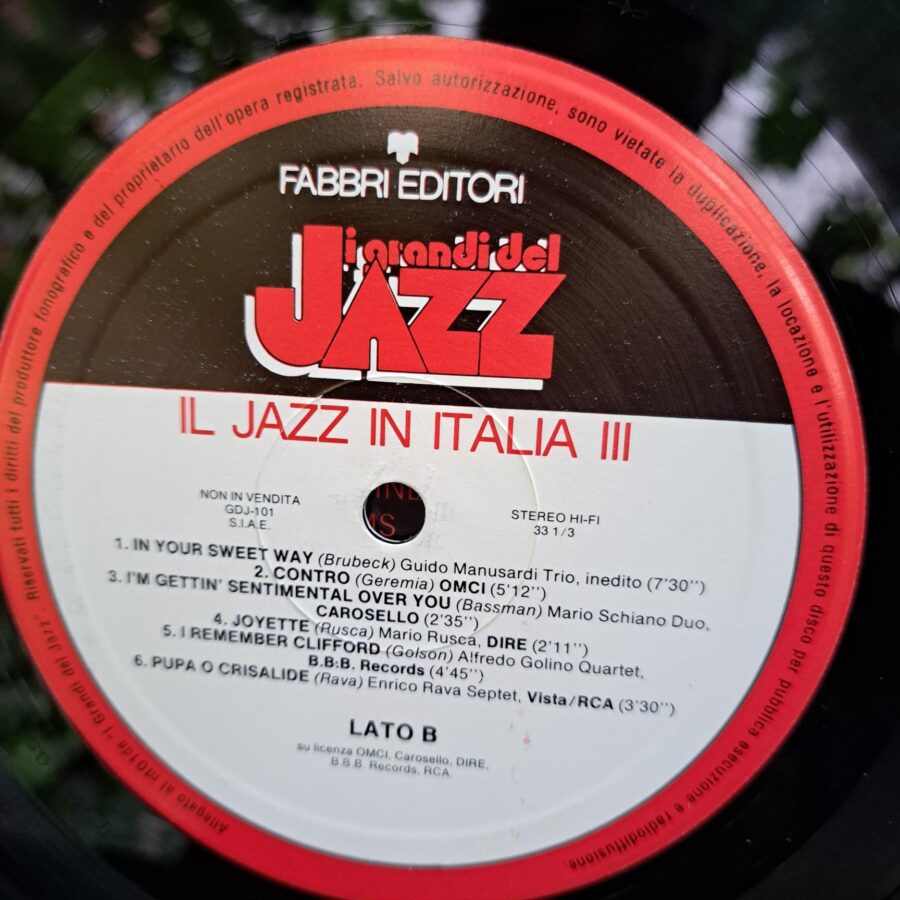Il Jazz In Italia III – Disc Vinil LP VG+ (lotB) - Eraldo Volontè E Il Suo Quintetto, Mario Rusca, OMCI, Gianluigi Troversi